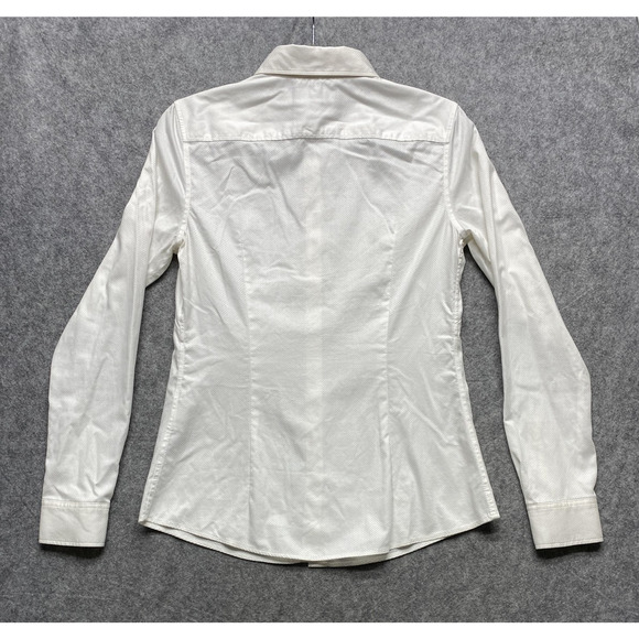 Banana Republic Shirt Womens 6 White Non-Iron Fitted Button Down Texture - Picture 13 of 14
